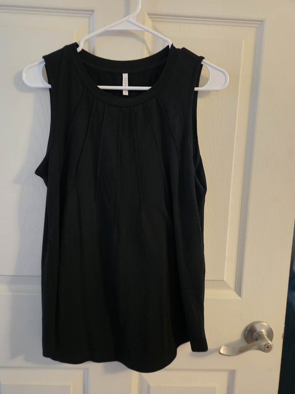 Sleeveless Black Pleated Front Tank Top